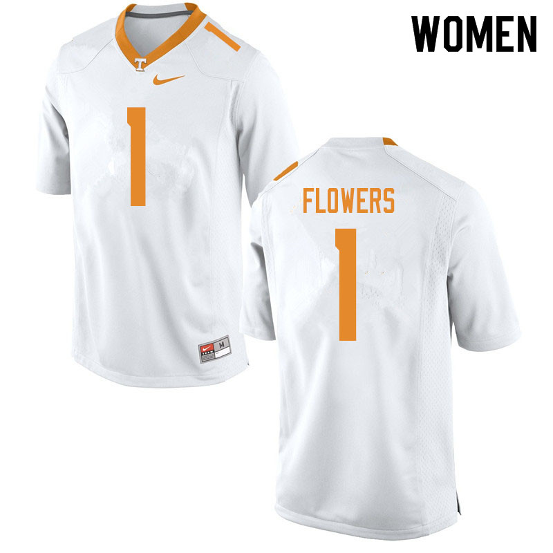 Women #1 Trevon Flowers Tennessee Volunteers College Football Jerseys Sale-White - Click Image to Close